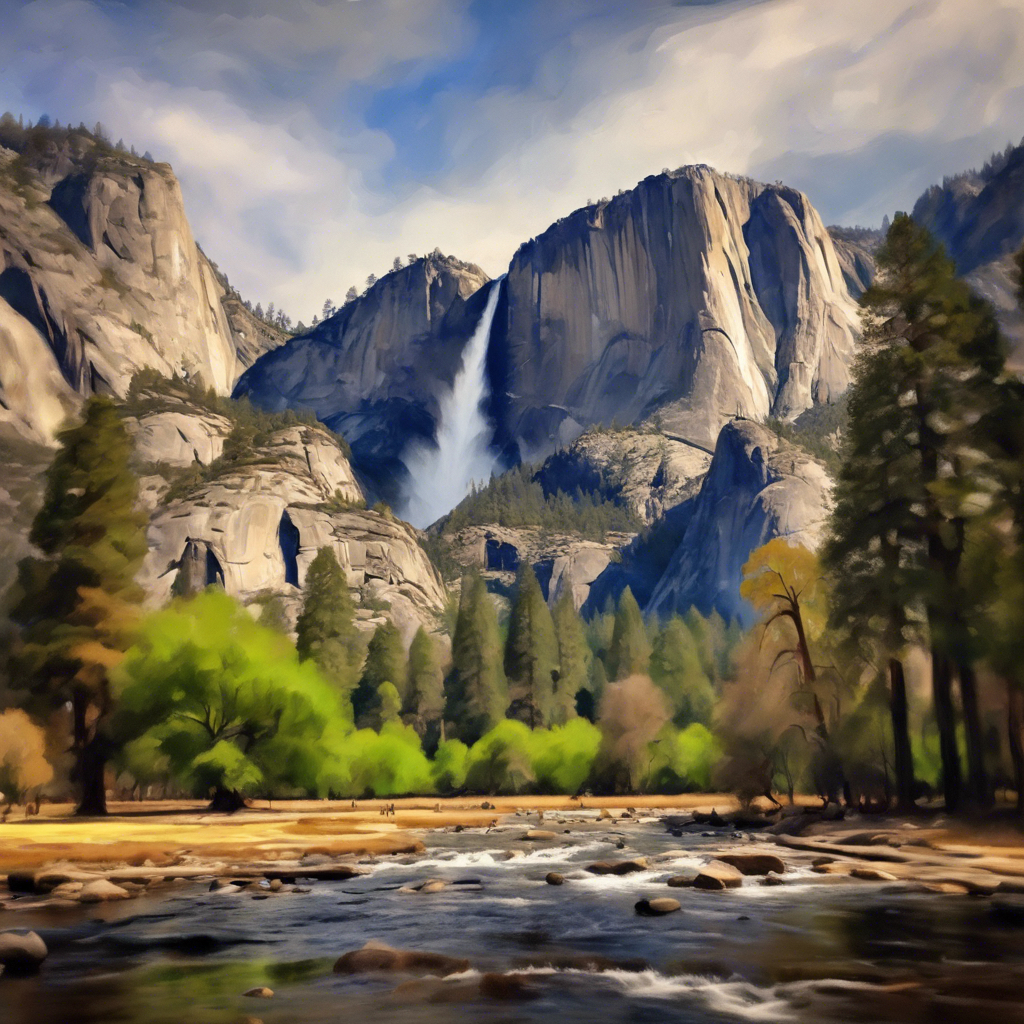 Painting - Yosemite's Majestic Cascade